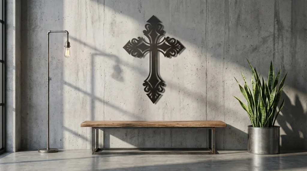 Minimalistyczne krzyże metalowe loft industrial – aranżacje ścienne w stylu industrialnym