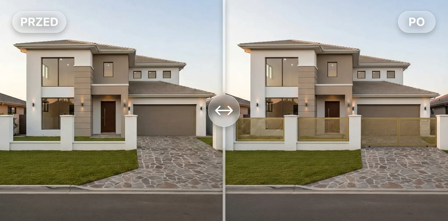 Metamorfoza PRZED/PO – panele ogrodzeniowe Donicowo nadają rytm i nowoczesny wygląd posesji