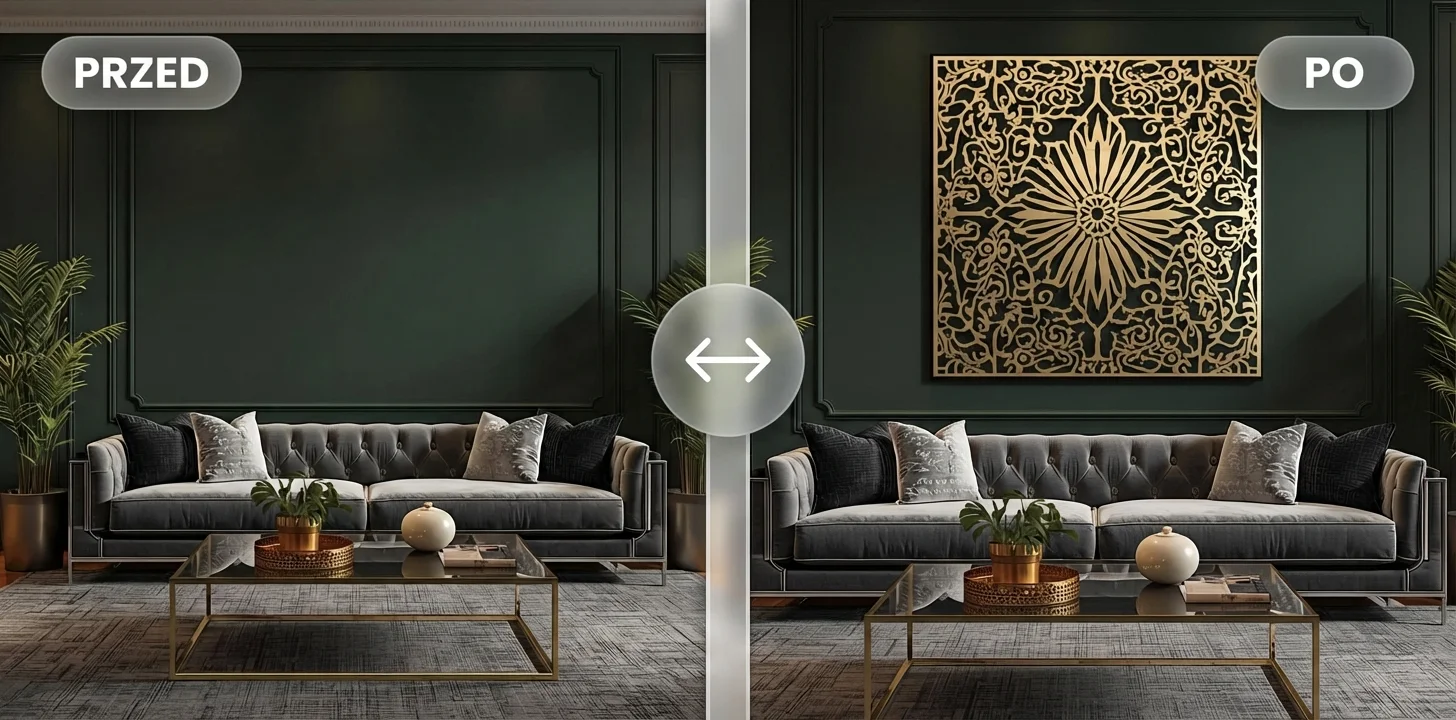Metalowy panel dekoracyjny na ścianie – efekt PRZED i PO