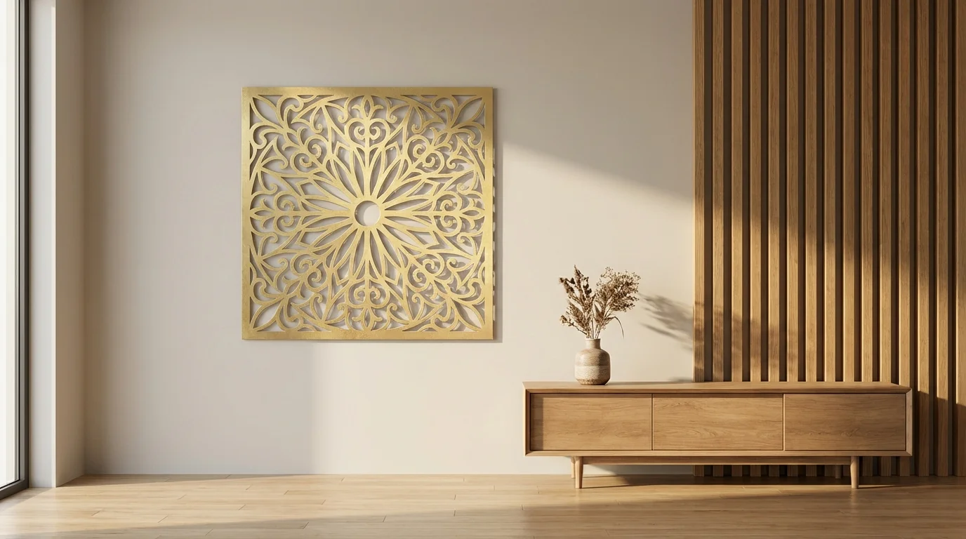 Metalowy panel dekoracyjny na ścianie w nowoczesnym wnętrzu – Projekt na lata