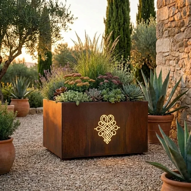 Donica LED góralska Serce Podhalańskie corten