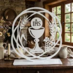 Kielich Eucharystyczny IHS – metalowa dekoracja wolnostojąca