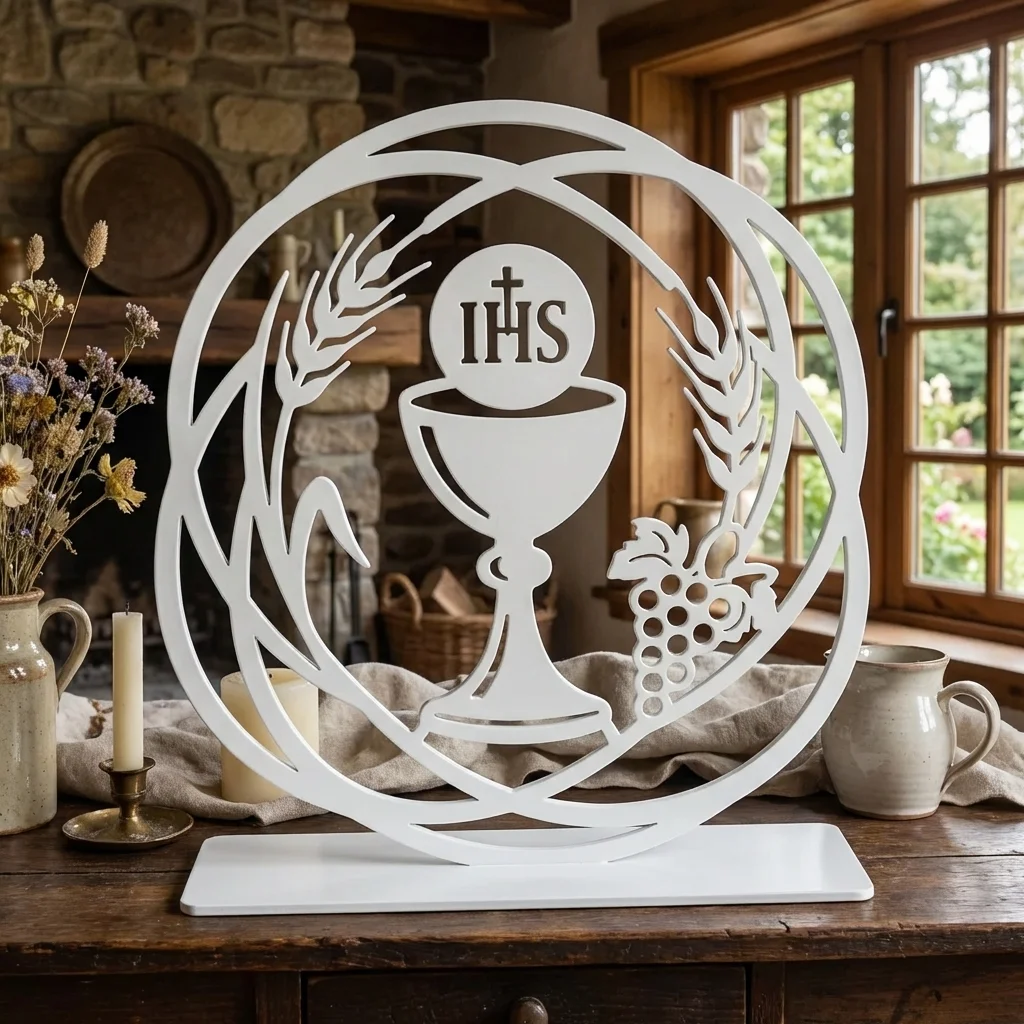 Kielich Eucharystyczny IHS – metalowa dekoracja wolnostojąca