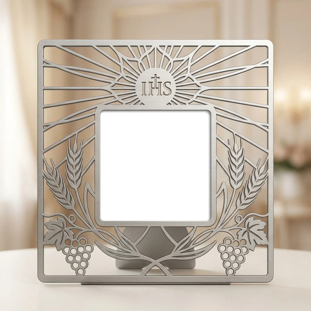 Komunijna Ramka IHS – metalowa dekoracja wolnostojąca