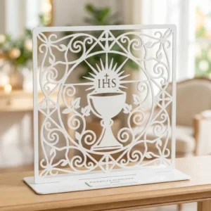 Komunijna Rozeta IHS – metalowa dekoracja wolnostojąca