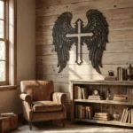 Krzyż Anielskiego Stróża – metalowa dekoracja ścienna