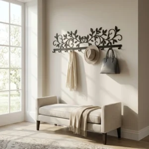Metalowy wieszak ścienny Botaniczna Arabeska 90 x 25 cm