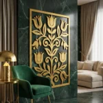 Panel dekoracyjny metalowy Tulipanowa Symetria – ażurowy wzór tulipanów i roślinnych ornamentów