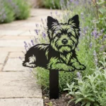 Yorkshire Terrier – dekoracja ogrodowa metalowa do wbicia w ziemię w kształcie psa York
