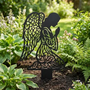 Anioł Modlitwy Ogrodowy – metalowa dekoracja sakralna do ogrodu