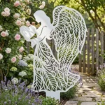 Anioł Serca Ogrodowego – metalowa dekoracja sakralna do ogrodu