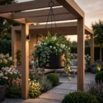 Donica wisząca metalowa Luna czarna – nowoczesna donica na łańcuchu z rośliną zwisającą