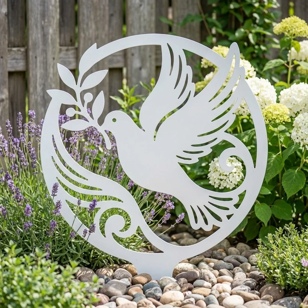 Gołębica Oliwna Ogrodowa – metalowa dekoracja sakralna do ogrodu