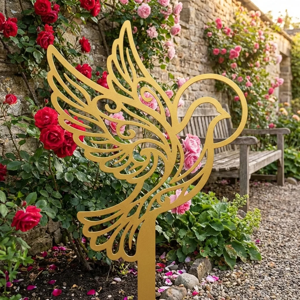 Gołębica Pokoju Ogrodowa – metalowa dekoracja sakralna do ogrodu