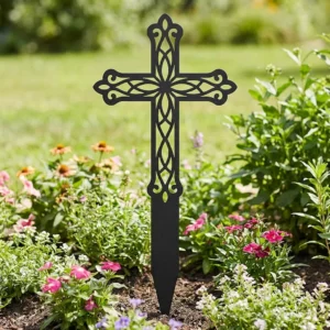Krzyż Ogrodowy Klasyczny – metalowa dekoracja sakralna do ogrodu
