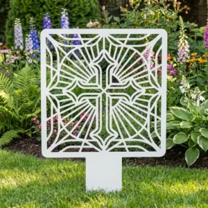 Krzyż Ogrodowy Światła – metalowa dekoracja sakralna do ogrodu