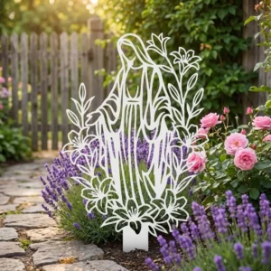 Matka Boża Kwiatów Ogrodowa – metalowa dekoracja sakralna do ogrodu