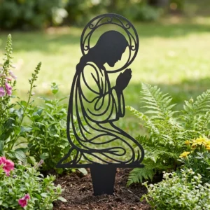 Matka Boża Modlitwy Ogrodowa – metalowa dekoracja sakralna do ogrodu