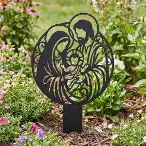 Święta Rodzina Ogrodowa Harmonia – metalowa dekoracja sakralna do ogrodu