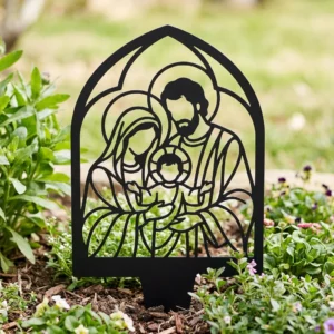 Święta Rodzina w Kapliczce Ogrodowej – metalowa dekoracja sakralna do ogrodu