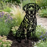 Labrador Retriever v2 metalowa dekoracja ogrodowa do wbicia w ziemię
