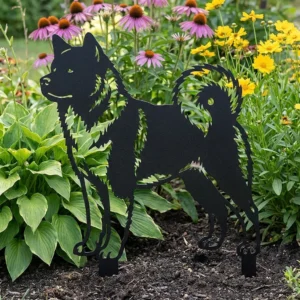 Akita Inu v3 metalowa dekoracja ogrodowa do wbicia w ziemię