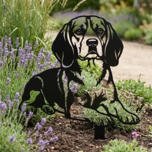 Beagle metalowa dekoracja ogrodowa do wbicia w ziemię