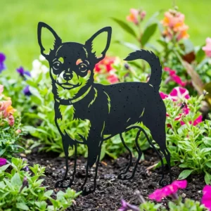 Chihuahua v2 metalowa dekoracja ogrodowa do wbicia w ziemię