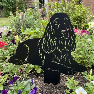 Cocker Spaniel metalowa dekoracja ogrodowa do wbicia w ziemię