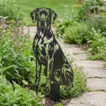 Dog niemiecki metalowa dekoracja ogrodowa do wbicia w ziemię