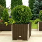 Donica technorattanowa 46x46x46 cm z aluminium na taras i do ogrodu