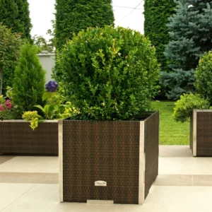 Donica technorattanowa 46x46x46 cm z aluminium na taras i do ogrodu