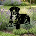 Greater Swiss Mountain Dog v2 metalowa dekoracja ogrodowa do wbicia w ziemię