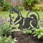 Husky syberyjski metalowa dekoracja ogrodowa do wbicia w ziemię