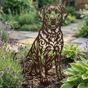 Labrador Retriever v2 metalowa dekoracja ogrodowa do wbicia w ziemię