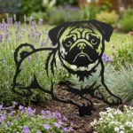 Mops v2 metalowa dekoracja ogrodowa do wbicia w ziemię
