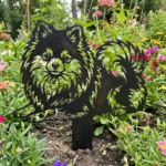 Pomeranian metalowa dekoracja ogrodowa do wbicia w ziemię