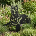 Cane corso – Dekoracja Ogrodowa Metalowa w rabacie z lawendą i trawami ozdobnymi