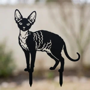 Devon Rex v2 metalowa dekoracja ogrodowa do wbicia w ziemię