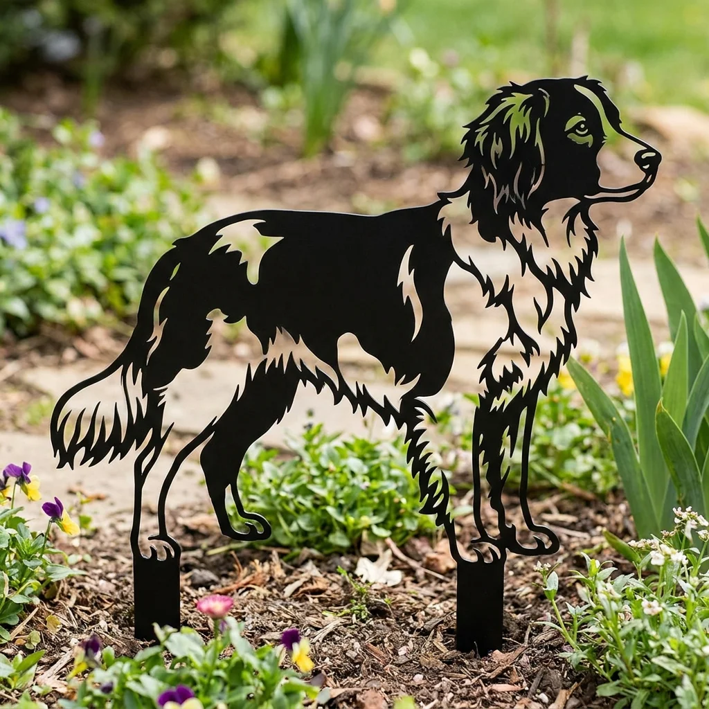 Kooikerhondje – Dekoracja Ogrodowa Metalowa w rabacie ogrodowej
