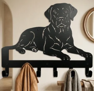 Wieszak ścienny Labrador Retriever metalowy z haczykami do przedpokoju
