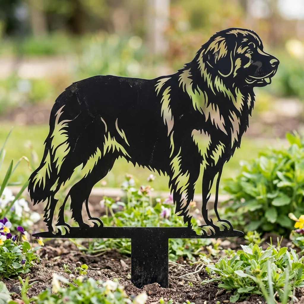Leonberger v3 – Dekoracja Ogrodowa Metalowa w ogrodowej rabacie