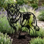 Leonberger v4 – Dekoracja Ogrodowa Metalowa w rabacie z lawendą