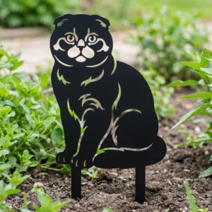Scottish Fold metalowa dekoracja ogrodowa do wbicia w ziemię
