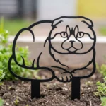 Scottish Fold v3 metalowa dekoracja ogrodowa do wbicia w ziemię