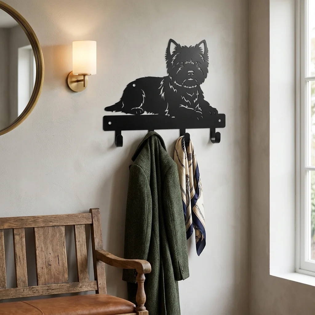 Wieszak ścienny Westie metalowy z haczykami do przedpokoju
