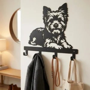 Wieszak ścienny Yorkshire Terrier metalowy z haczykami do przedpokoju