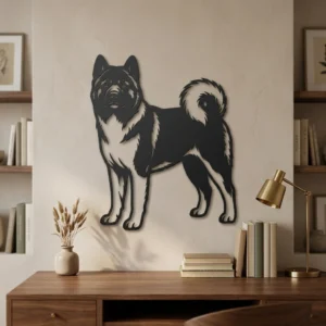 Akita Inu - metalowa dekoracja ścienna model 3 na ścianie we wnętrzu