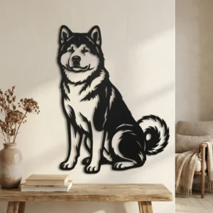 Akita Inu - metalowa dekoracja ścienna model 4 w stylowym wnętrzu
