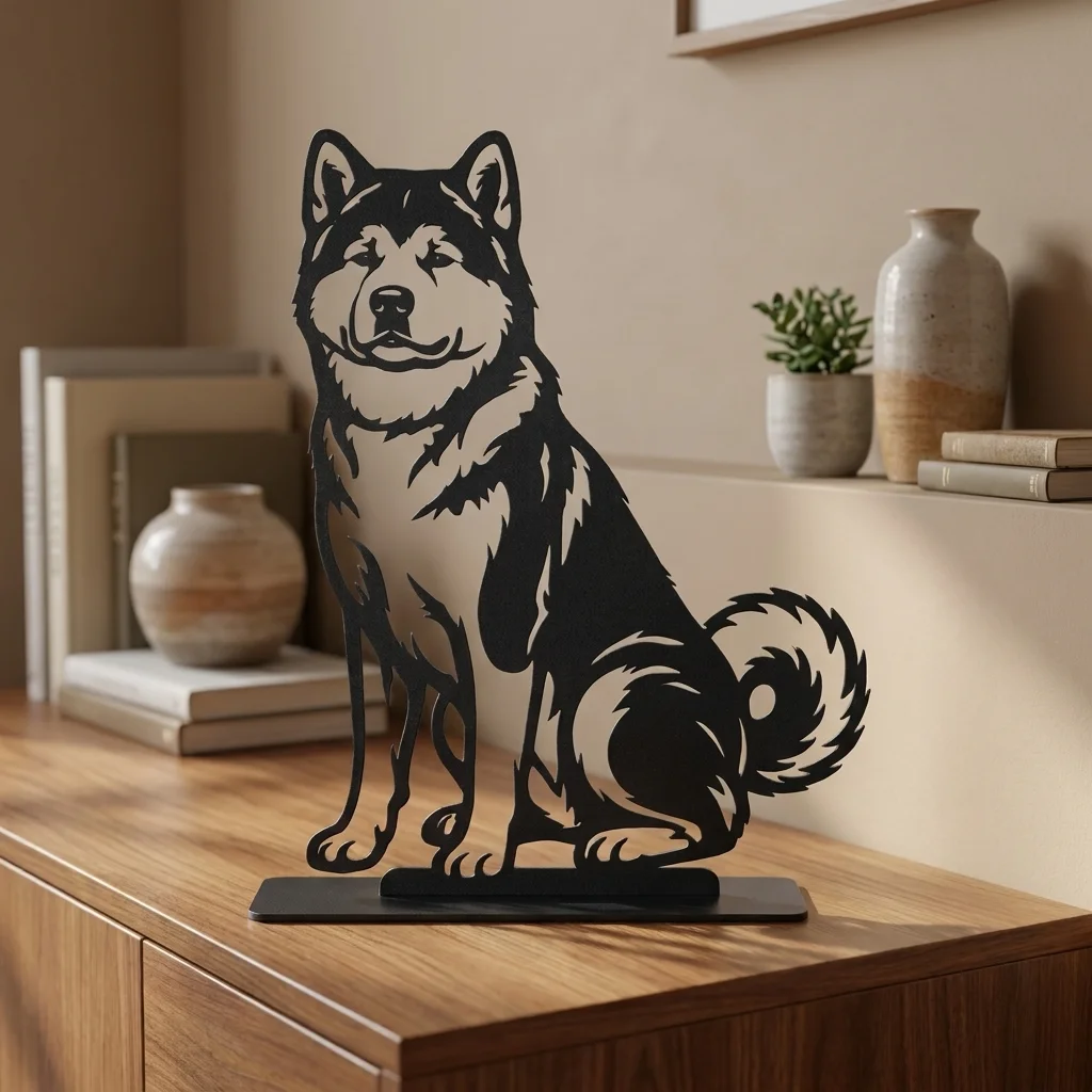 Akita Inu metalowa dekoracja wolnostojąca model 4
